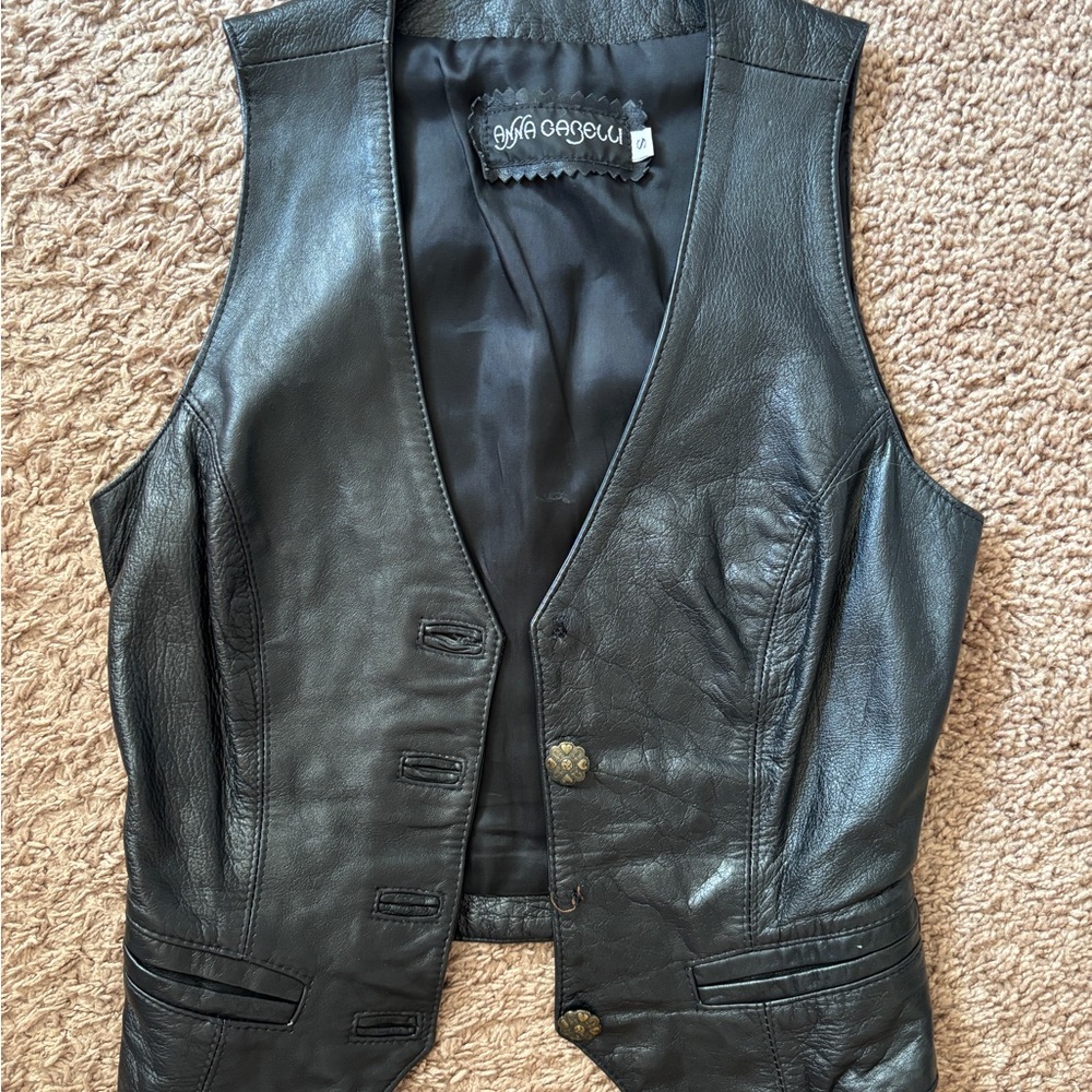 Anna Gabelli Black Leather Vest